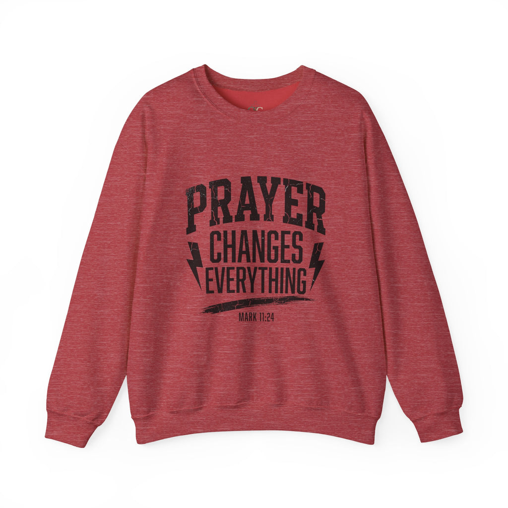 Prayer Changes Everything Crewneck Sweatshirt | Christian Streetwear, Vintage Athletic Lettering
