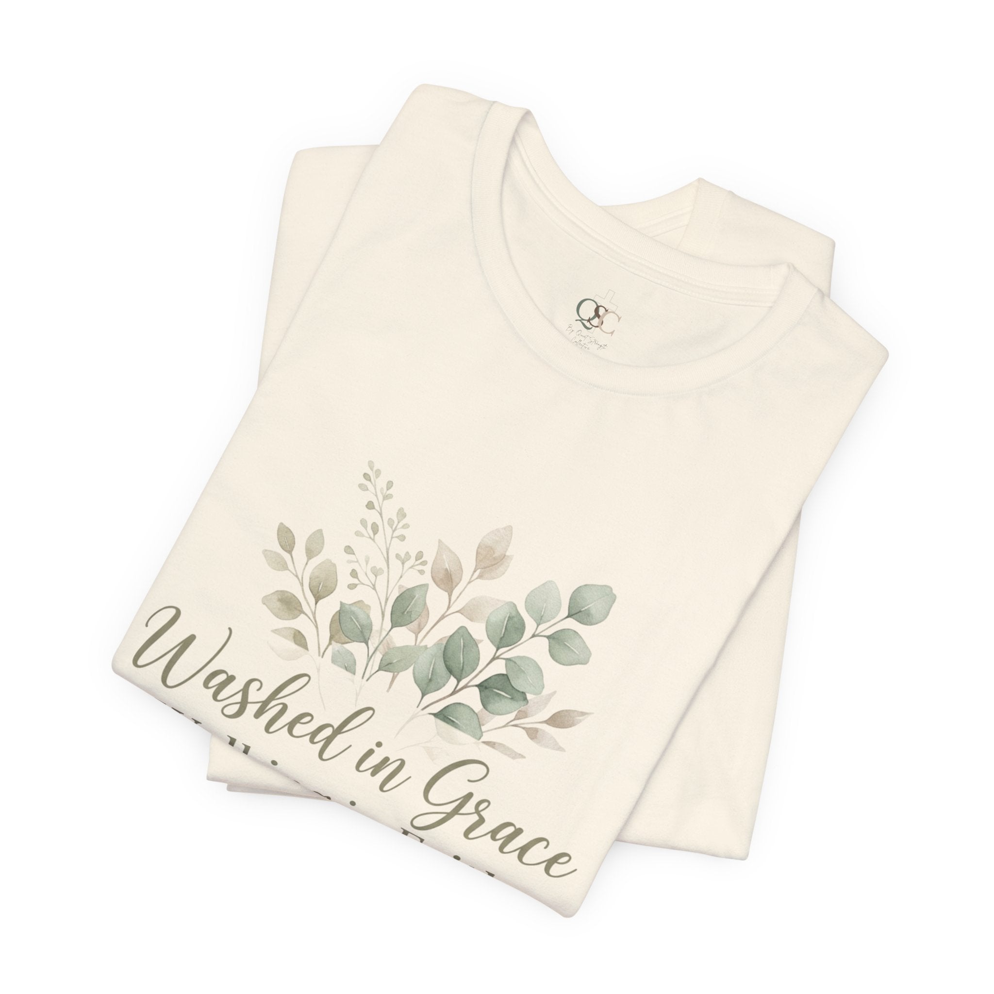 Washed in Grace Floral Tee – "Walking in Faith" Christian T-Shirt