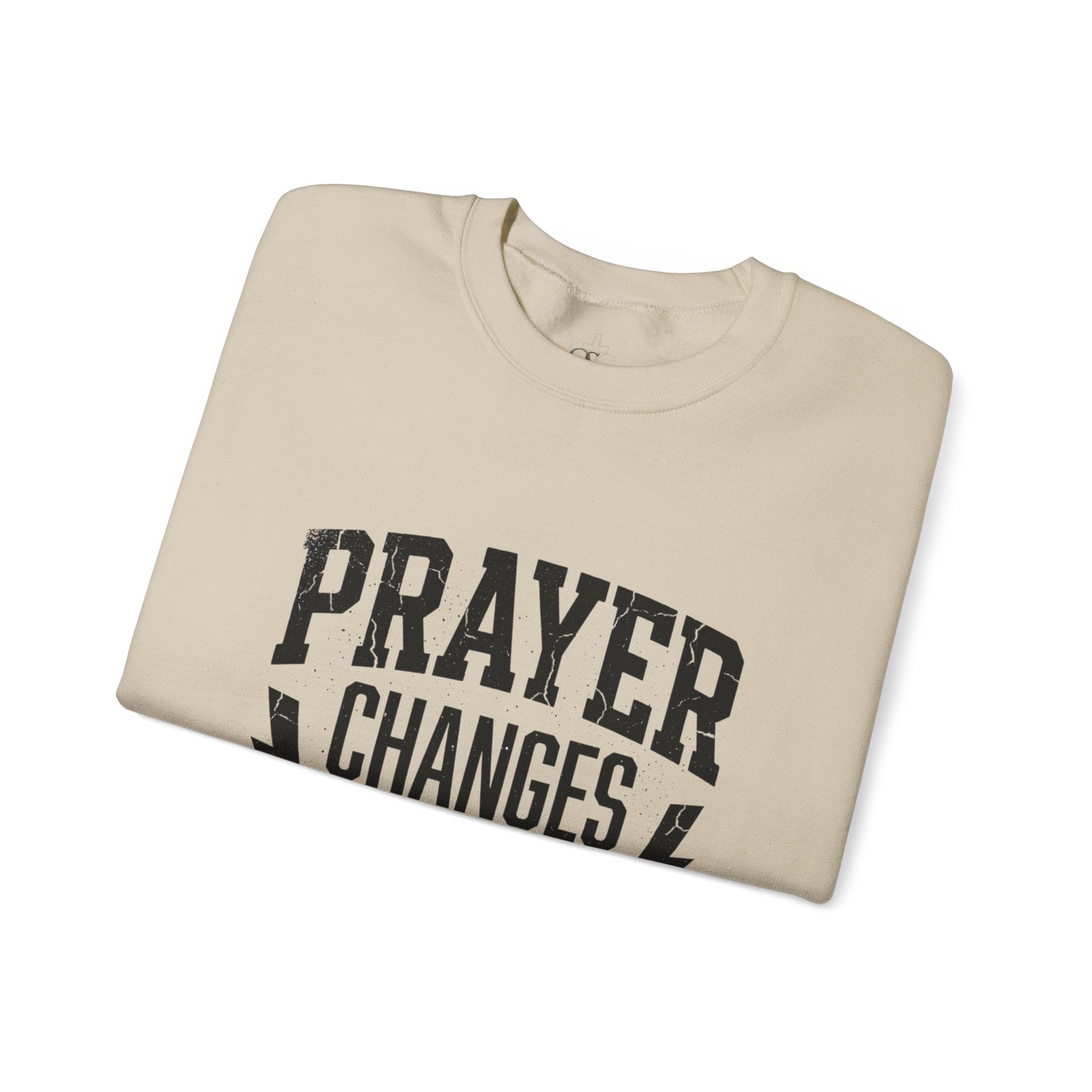 Prayer Changes Everything Crewneck Sweatshirt | Christian Streetwear, Vintage Athletic Lettering