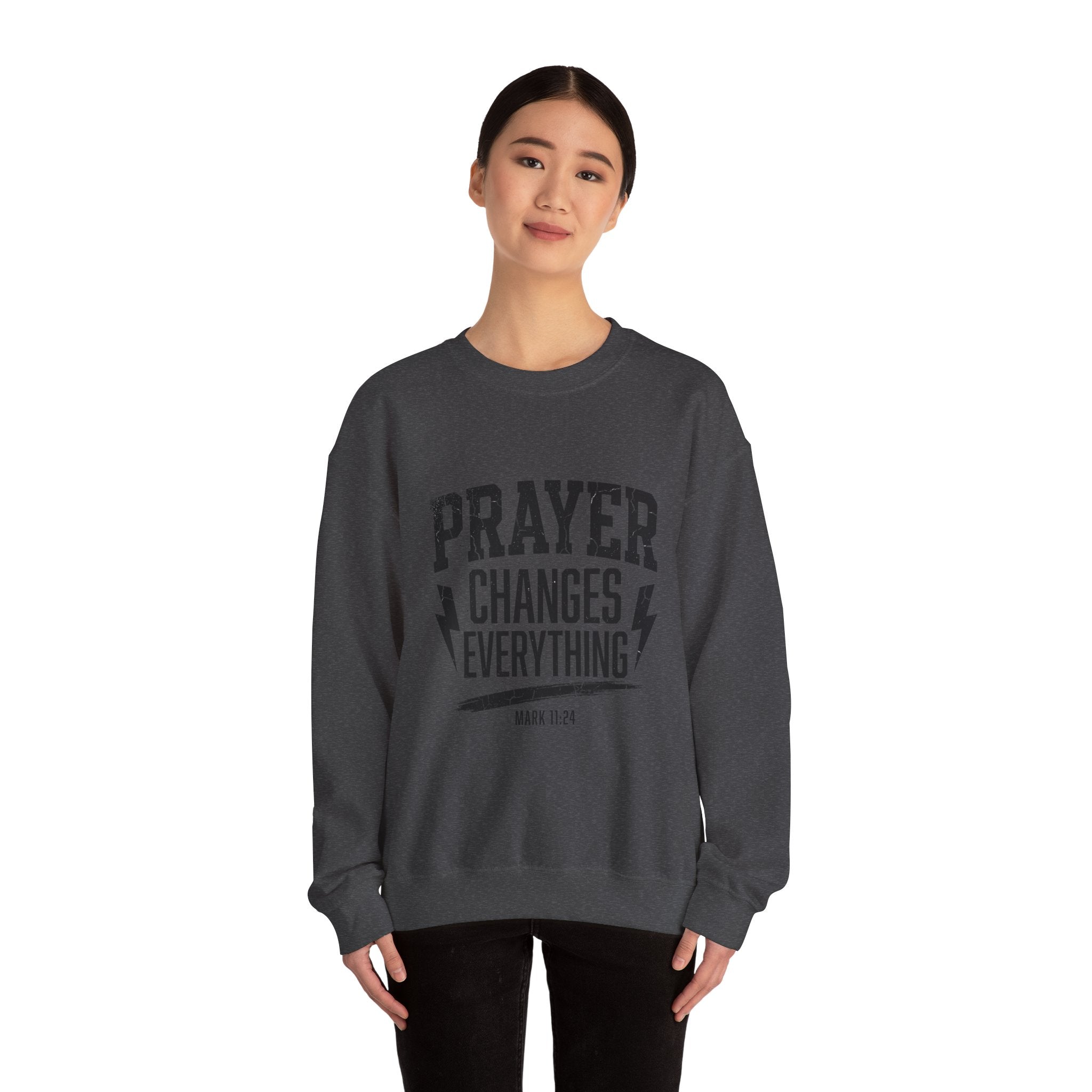 Prayer Changes Everything Crewneck Sweatshirt | Christian Streetwear, Vintage Athletic Lettering