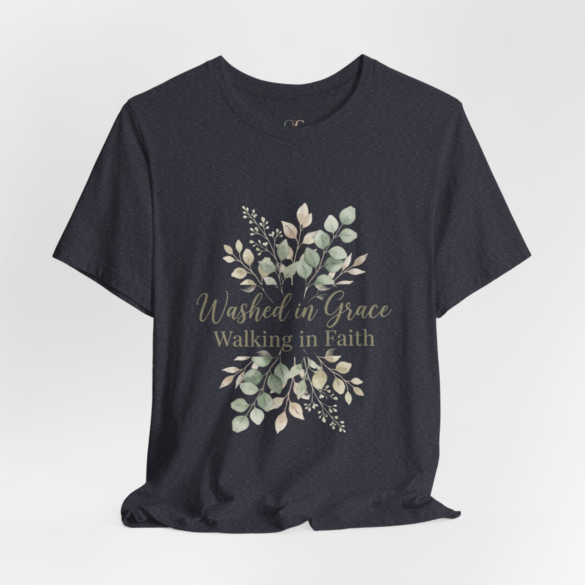Washed in Grace Floral Tee – "Walking in Faith" Christian T-Shirt