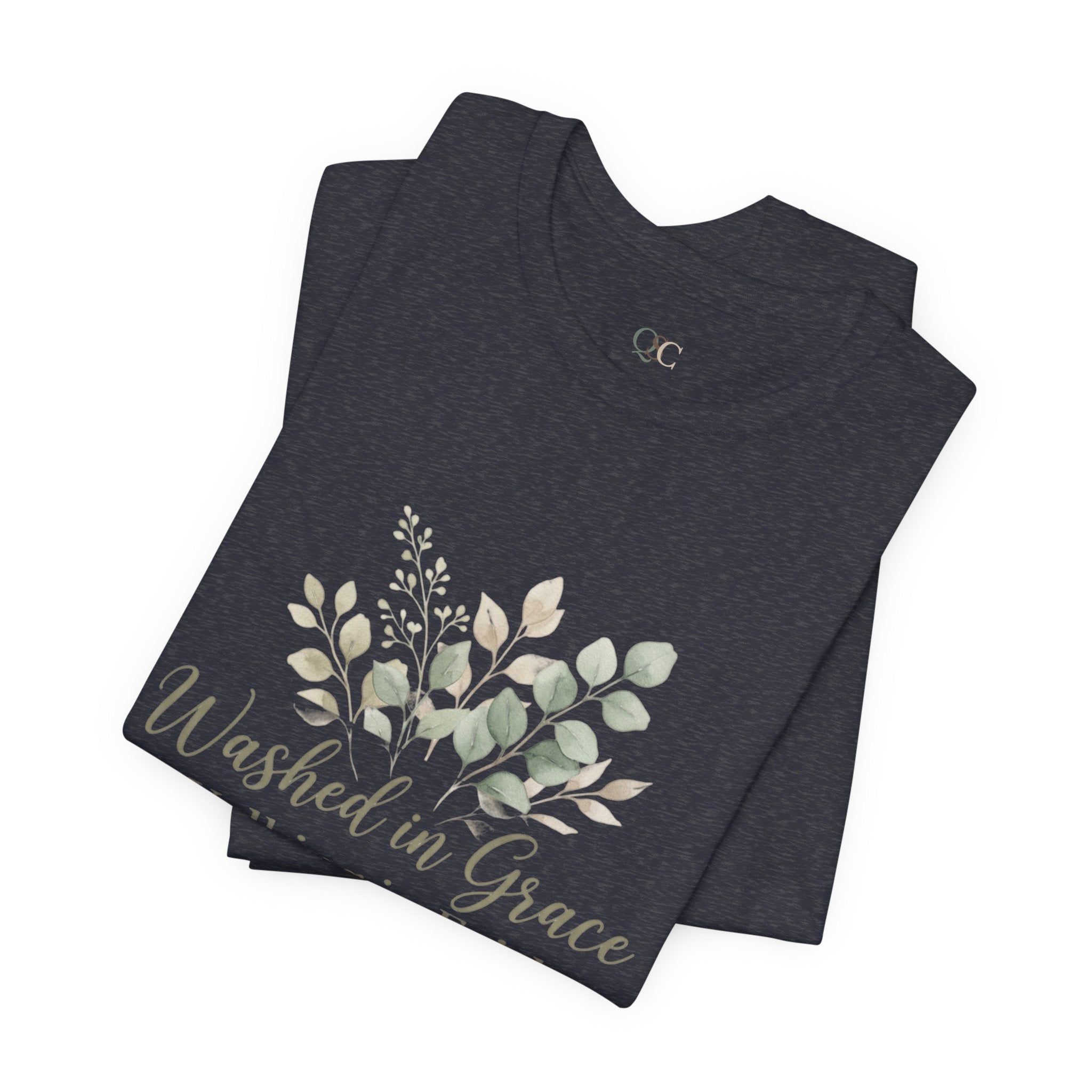 Washed in Grace Floral Tee – "Walking in Faith" Christian T-Shirt