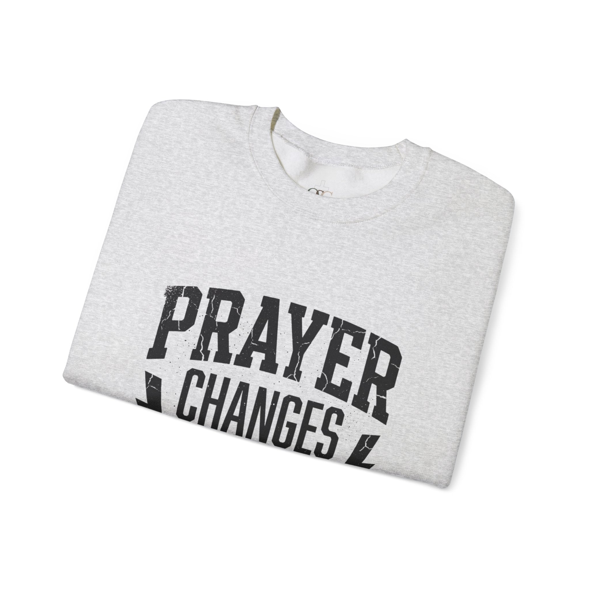 Prayer Changes Everything Crewneck Sweatshirt | Christian Streetwear, Vintage Athletic Lettering