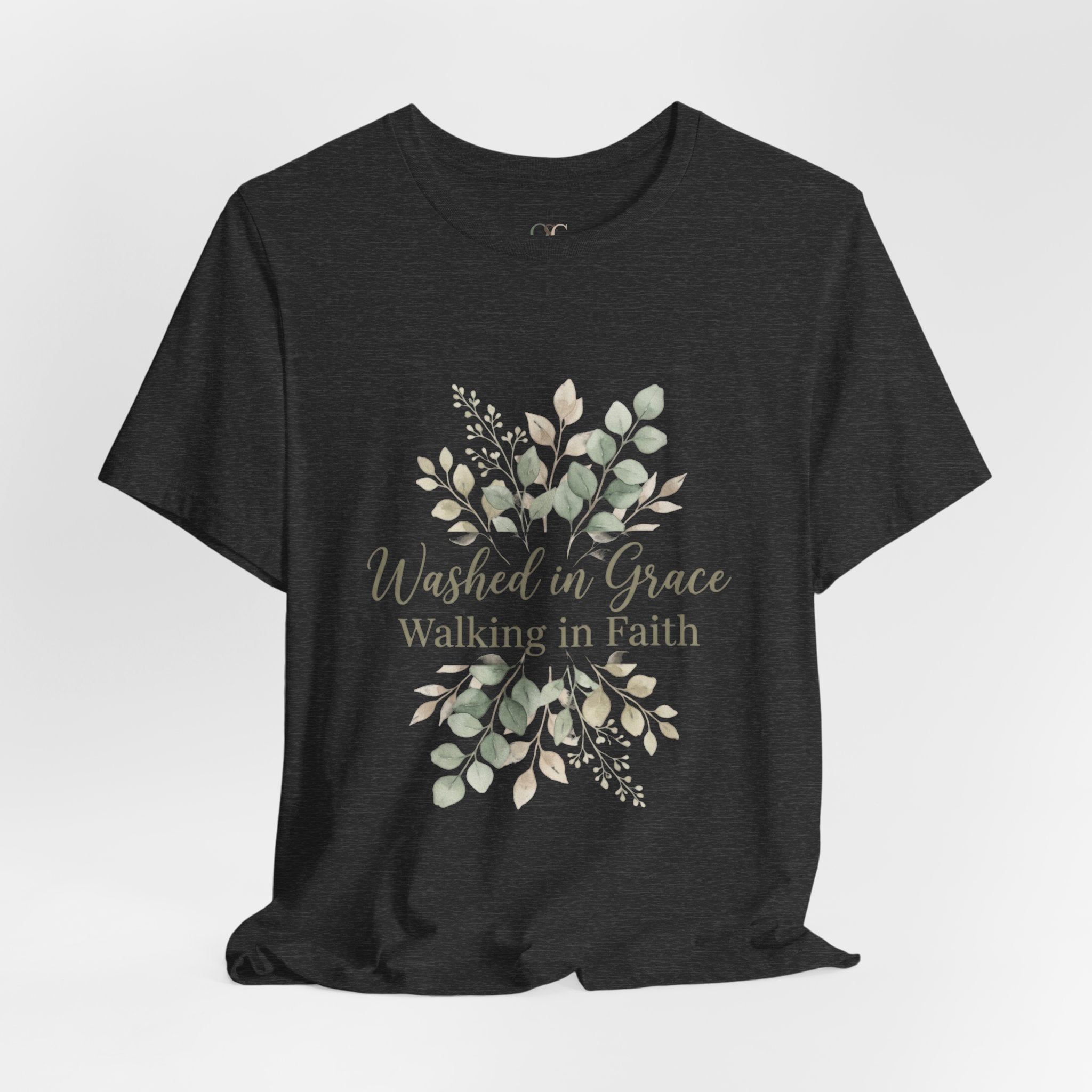 Washed in Grace Floral Tee – "Walking in Faith" Christian T-Shirt