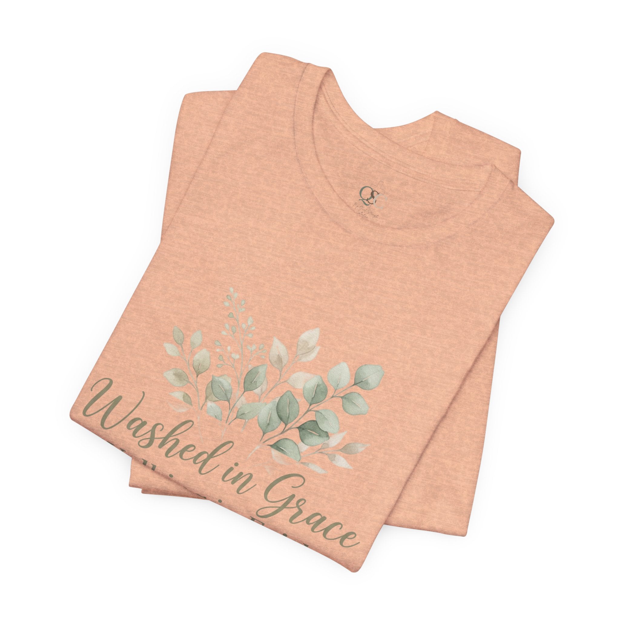Washed in Grace Floral Tee – "Walking in Faith" Christian T-Shirt