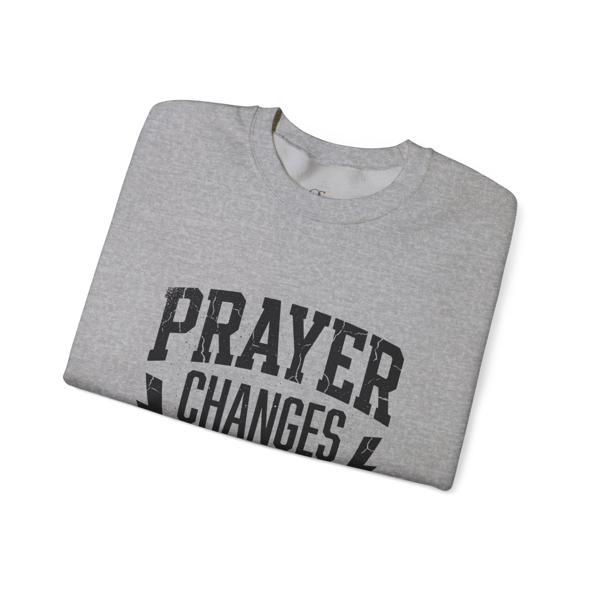 Prayer Changes Everything Crewneck Sweatshirt | Christian Streetwear, Vintage Athletic Lettering