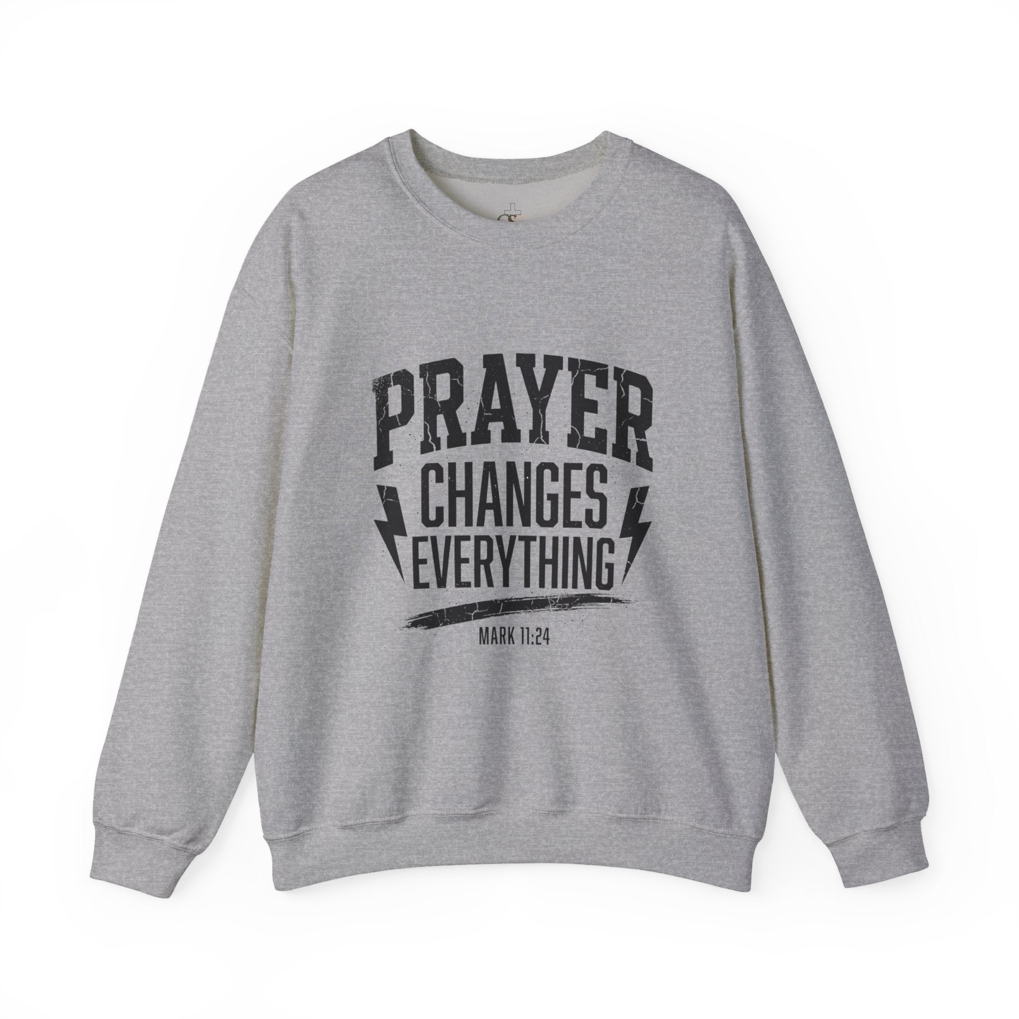 Prayer Changes Everything Crewneck Sweatshirt | Christian Streetwear, Vintage Athletic Lettering