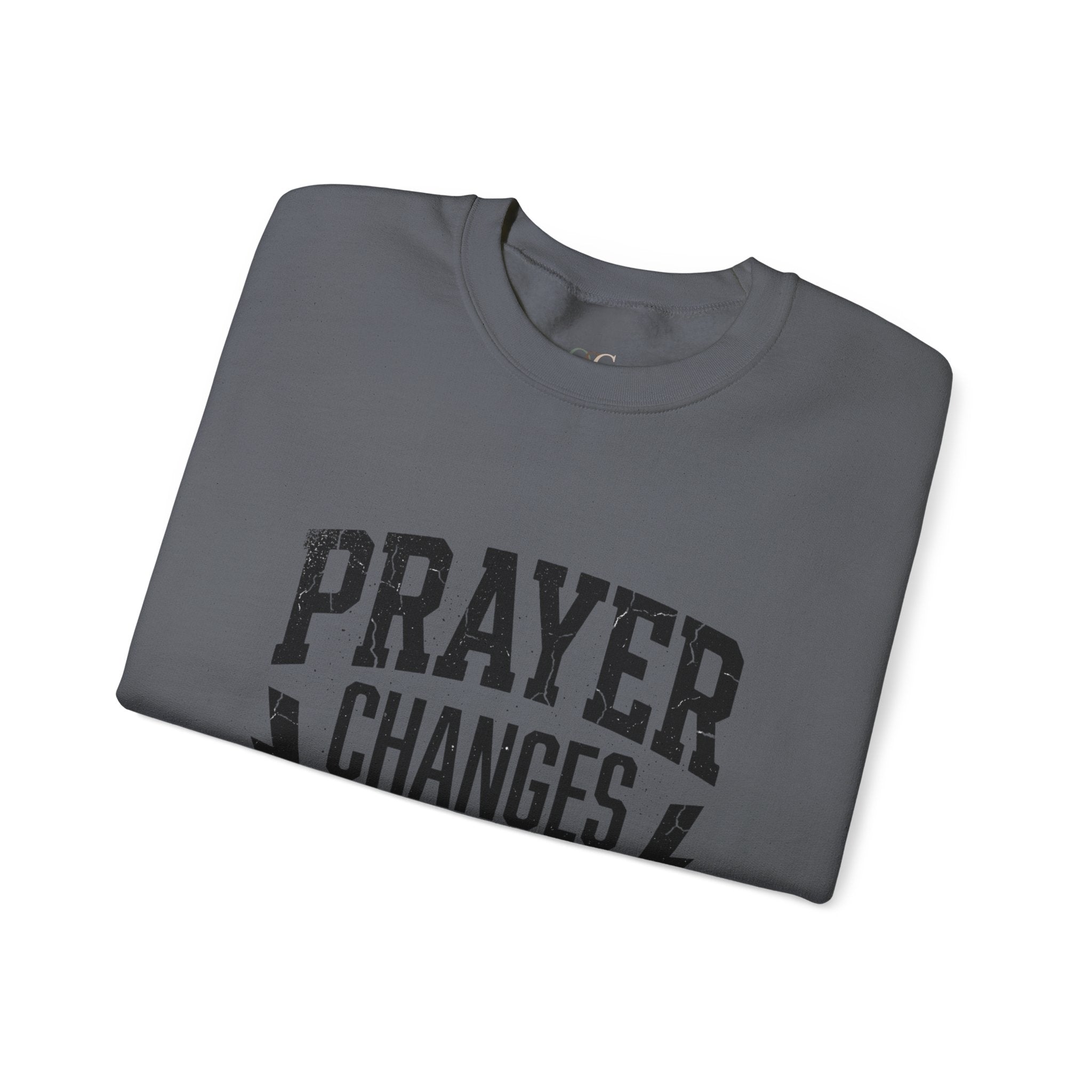 Prayer Changes Everything Crewneck Sweatshirt | Christian Streetwear, Vintage Athletic Lettering
