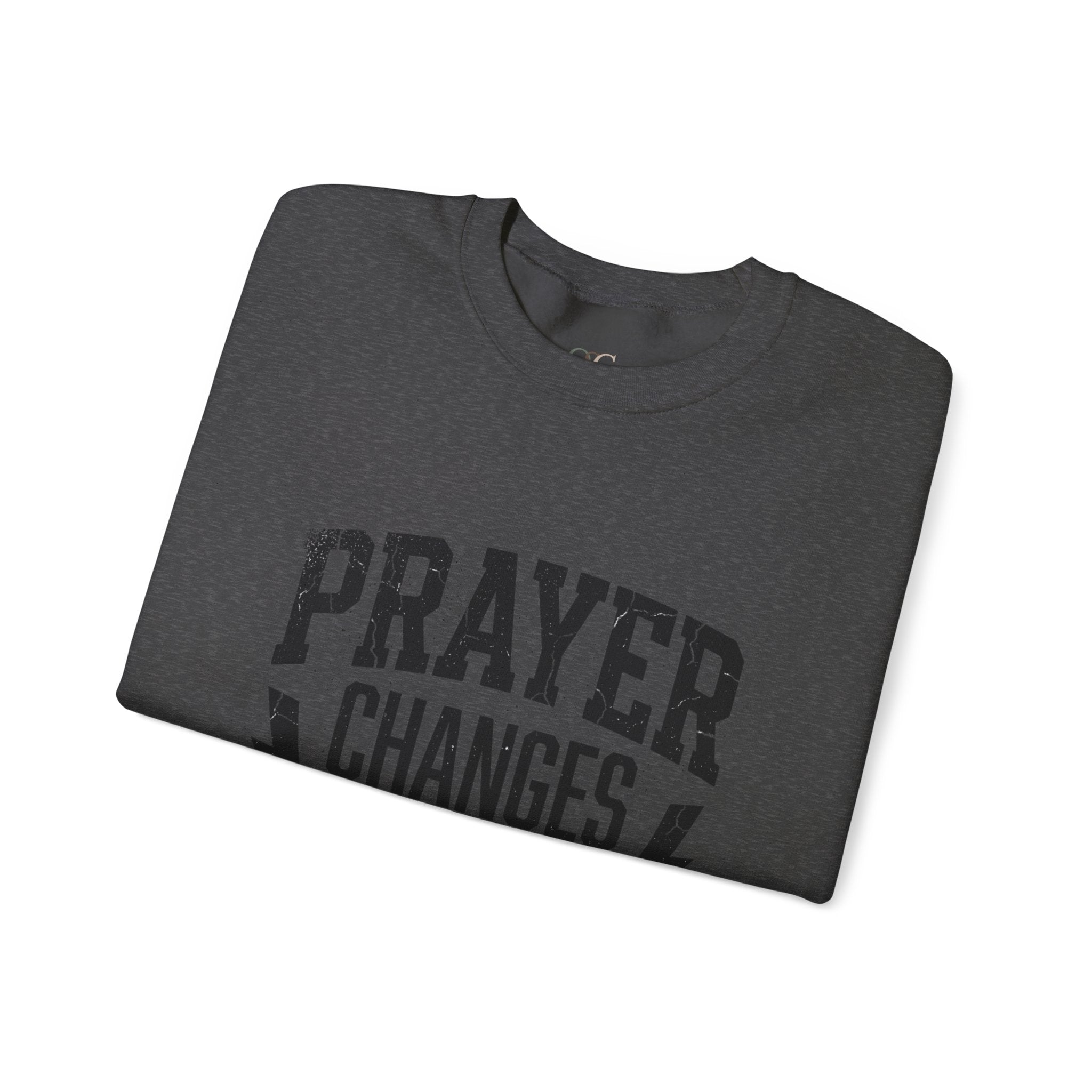 Prayer Changes Everything Crewneck Sweatshirt | Christian Streetwear, Vintage Athletic Lettering