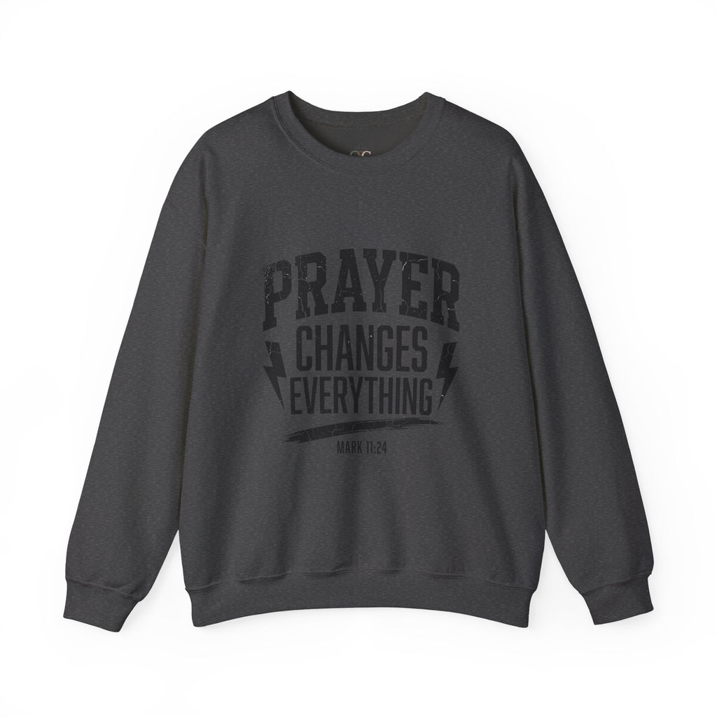 Prayer Changes Everything Crewneck Sweatshirt | Christian Streetwear, Vintage Athletic Lettering