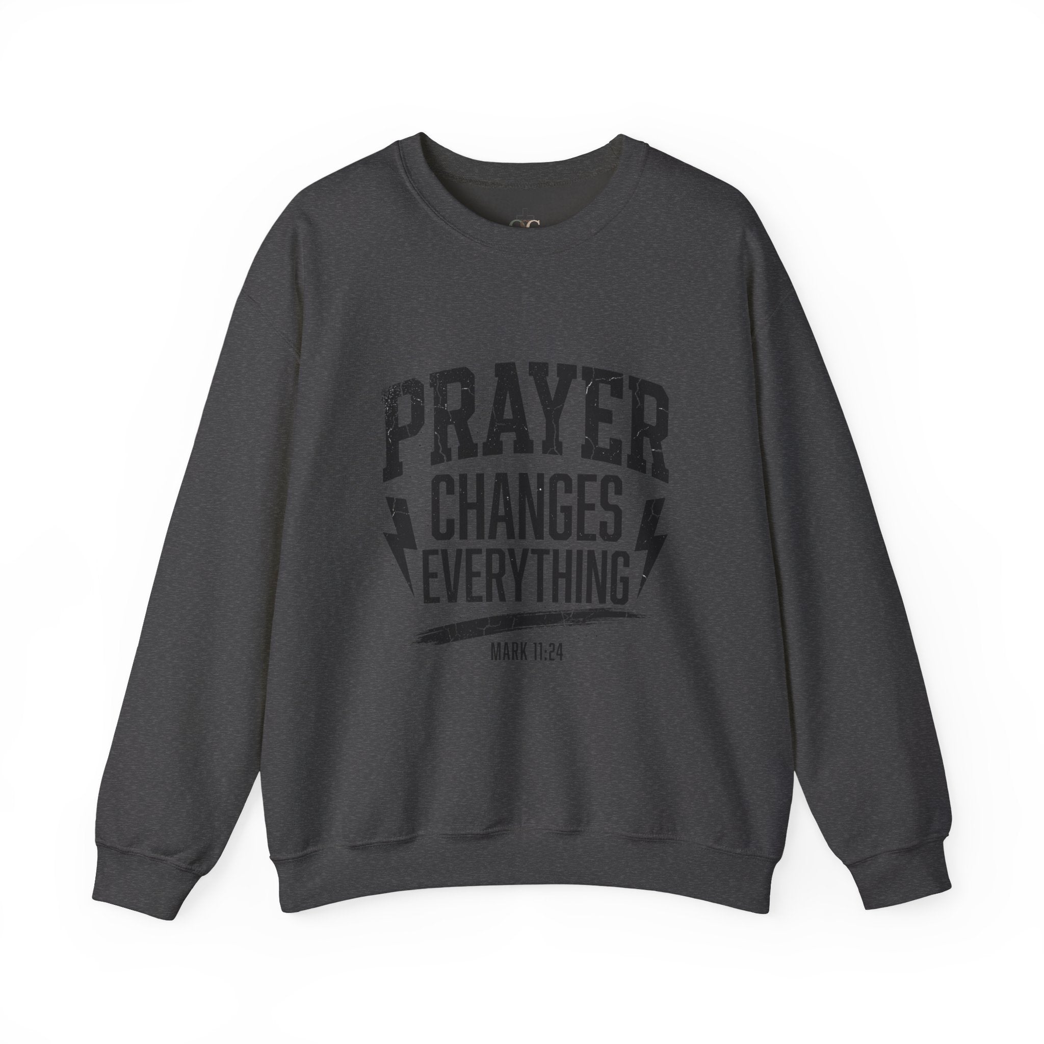 Prayer Changes Everything Crewneck Sweatshirt | Christian Streetwear, Vintage Athletic Lettering