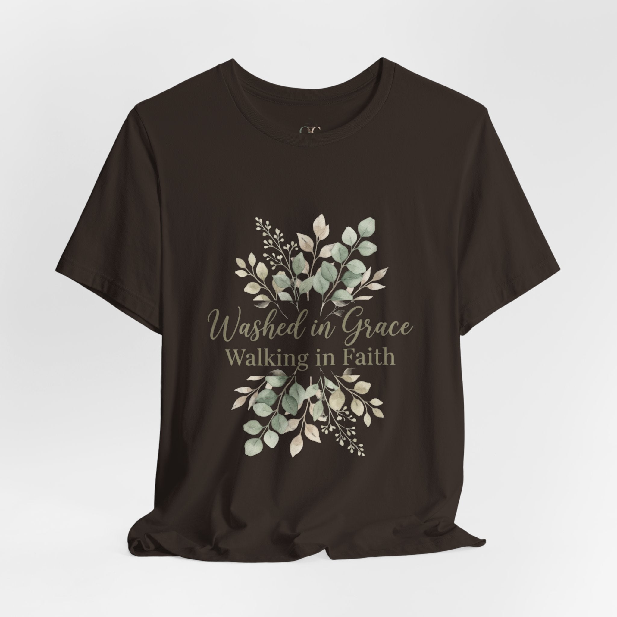 Washed in Grace Floral Tee – "Walking in Faith" Christian T-Shirt