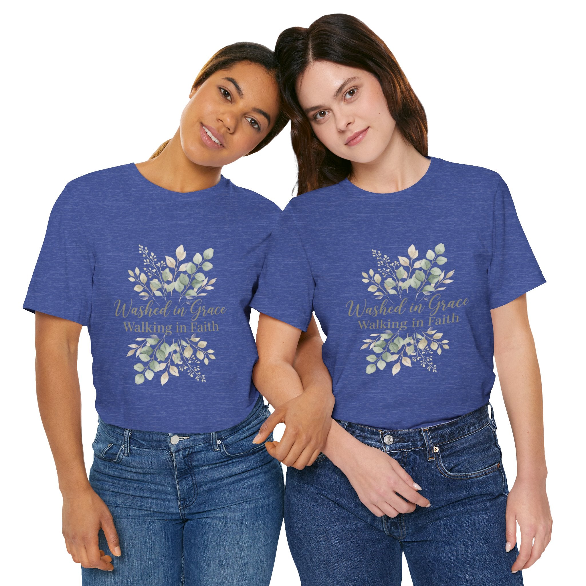 Washed in Grace Floral Tee – "Walking in Faith" Christian T-Shirt