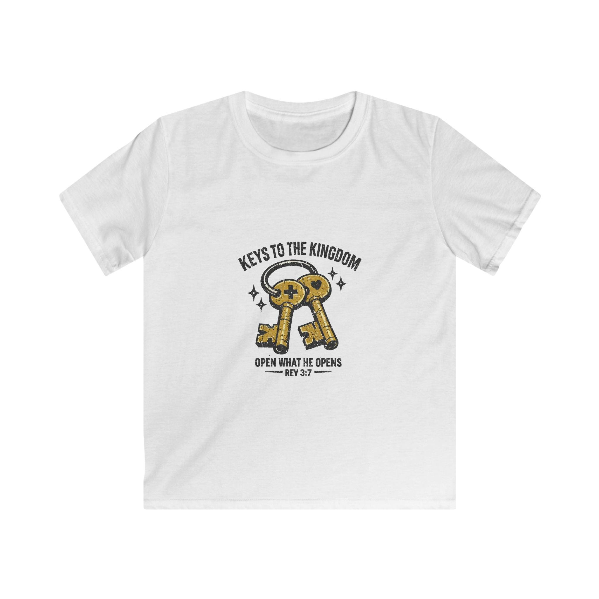 Kids Tee — "Keys to the Kingdom" Christian Bible Verse Shirt (Rev 3:7)