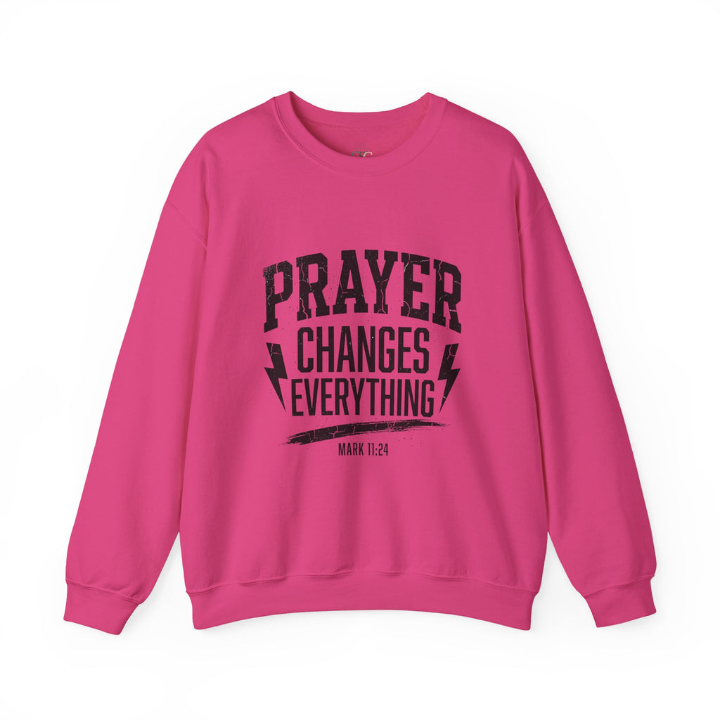 Prayer Changes Everything Crewneck Sweatshirt | Christian Streetwear, Vintage Athletic Lettering
