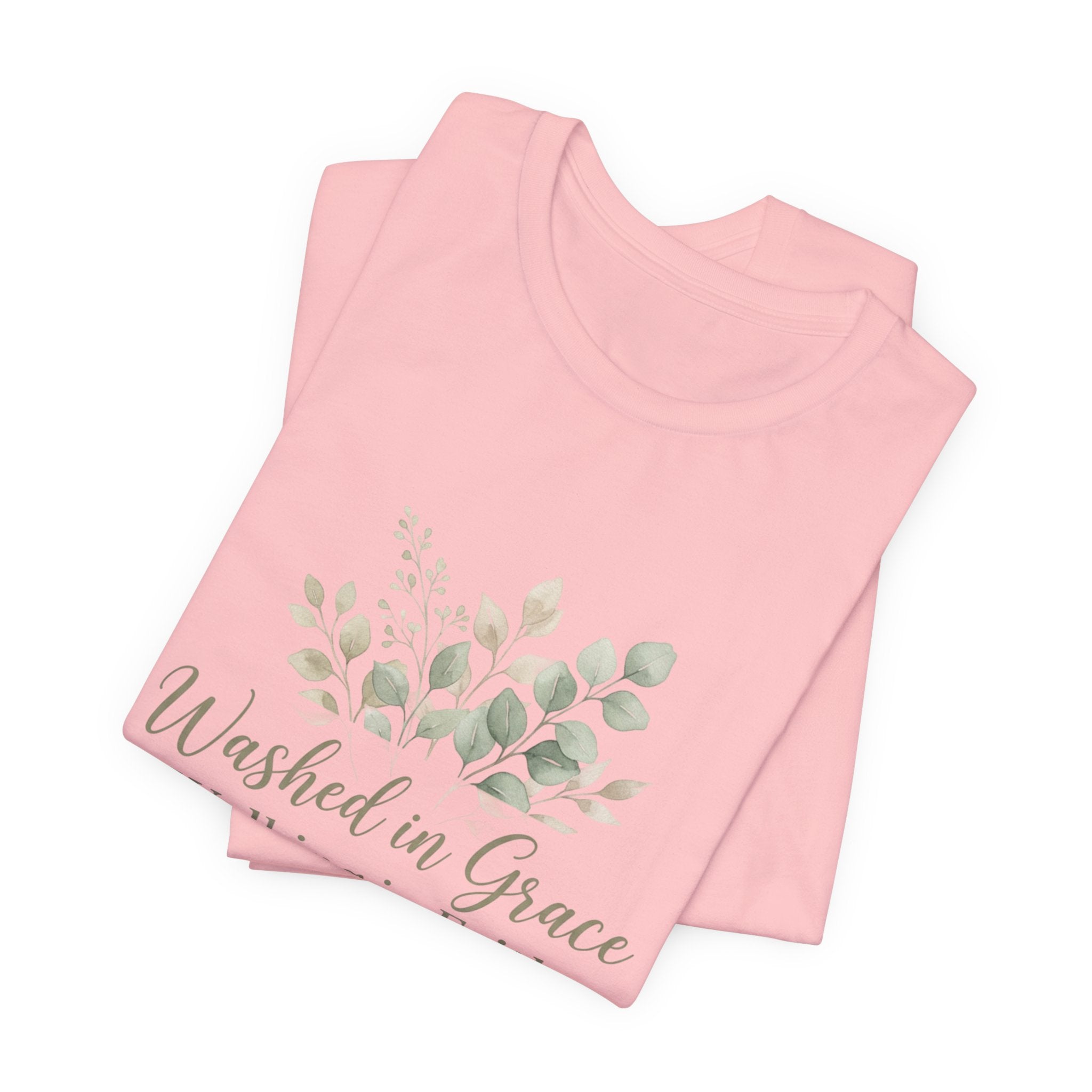 Washed in Grace Floral Tee – "Walking in Faith" Christian T-Shirt