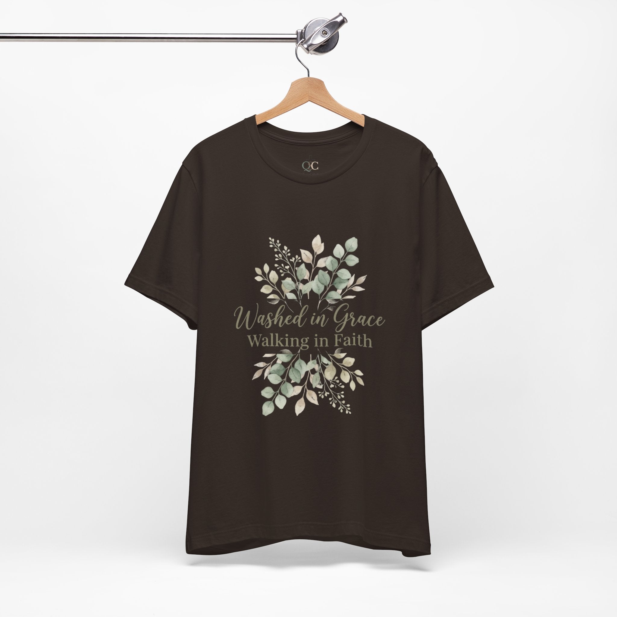Washed in Grace Floral Tee – "Walking in Faith" Christian T-Shirt