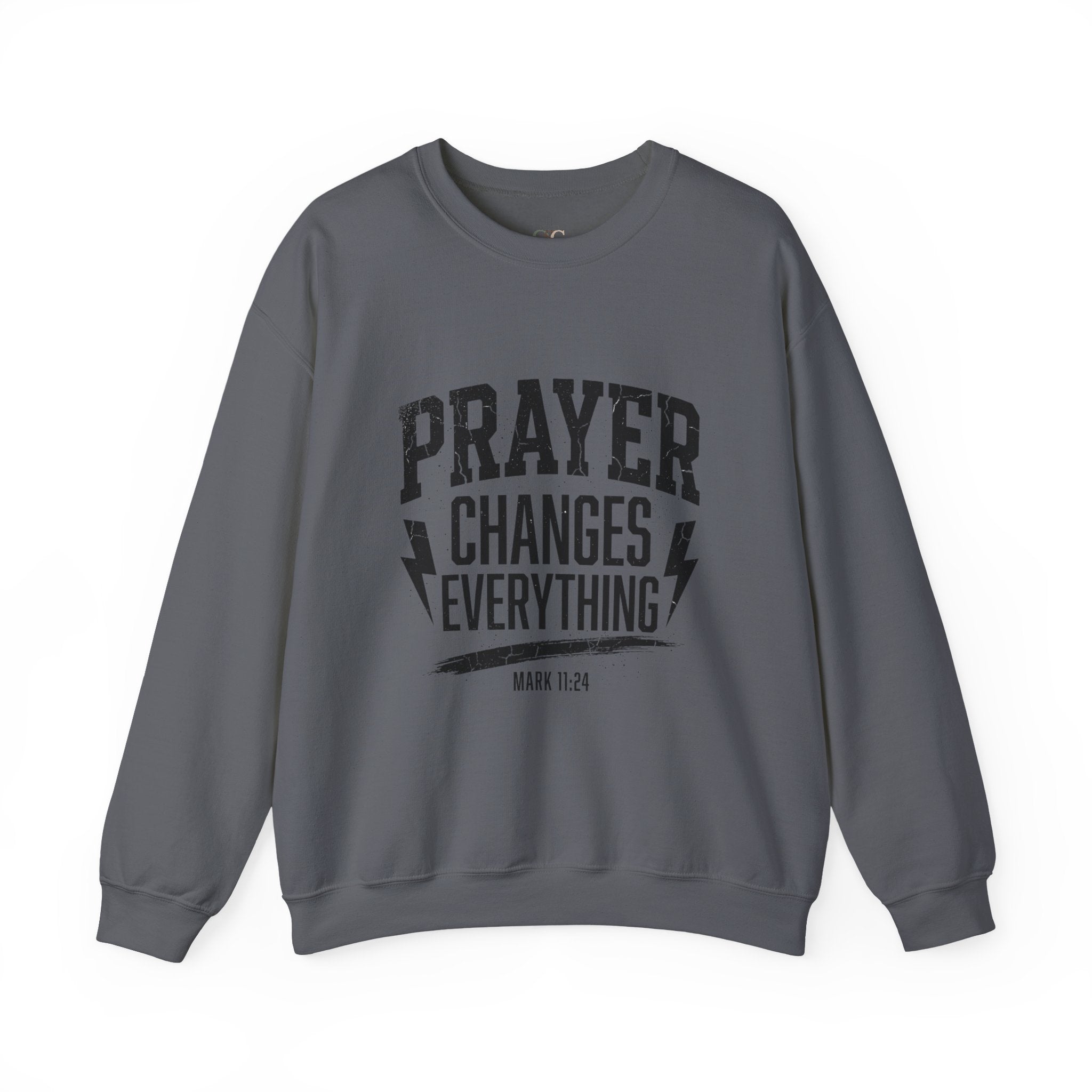 Prayer Changes Everything Crewneck Sweatshirt | Christian Streetwear, Vintage Athletic Lettering