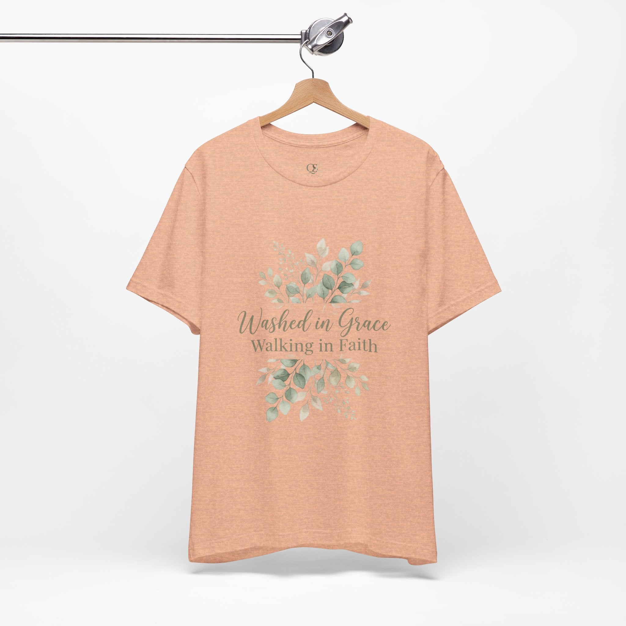 Washed in Grace Floral Tee – "Walking in Faith" Christian T-Shirt