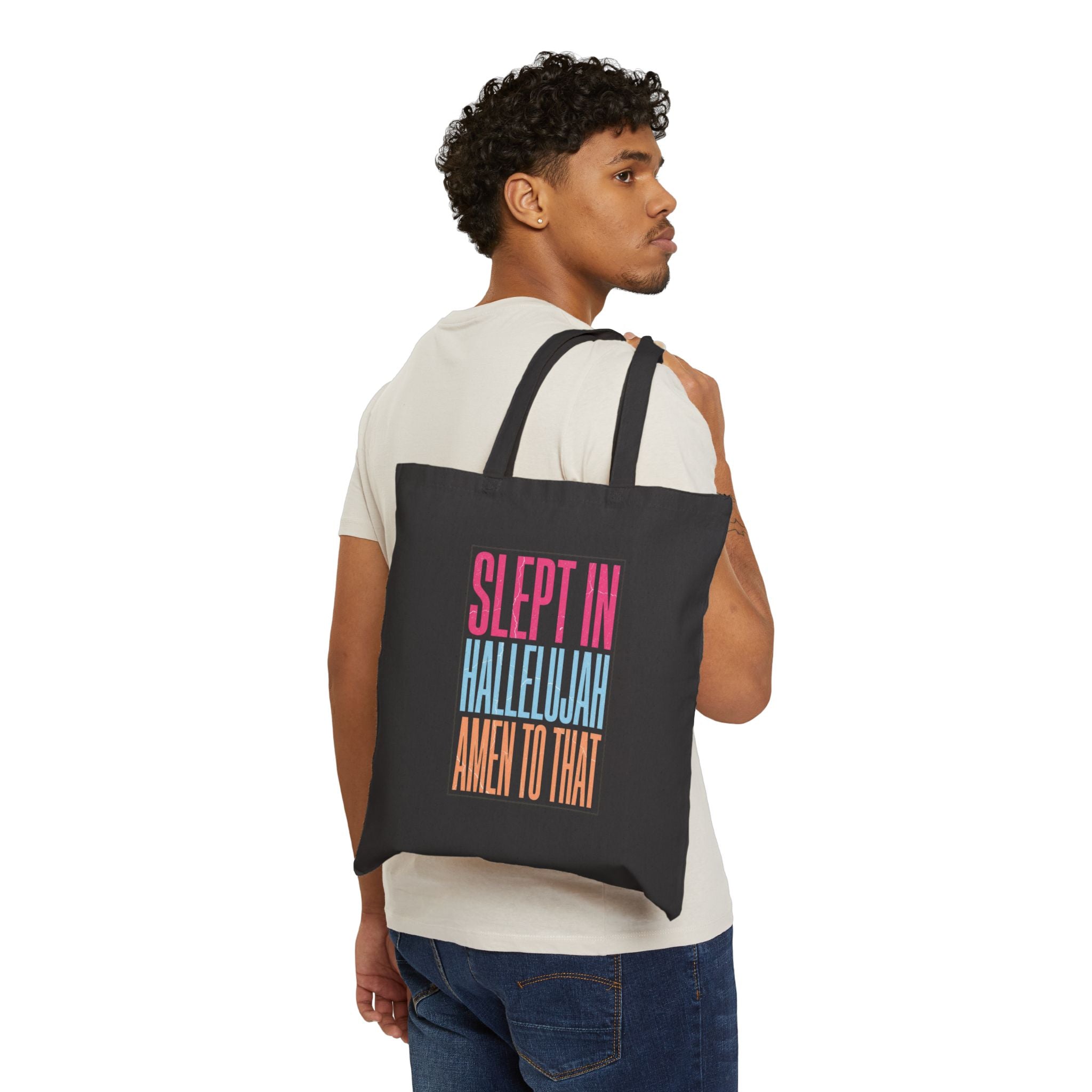 Slept In Hallelujah Tote | Everything Hallelujah, playful gratitude typography cotton canvas