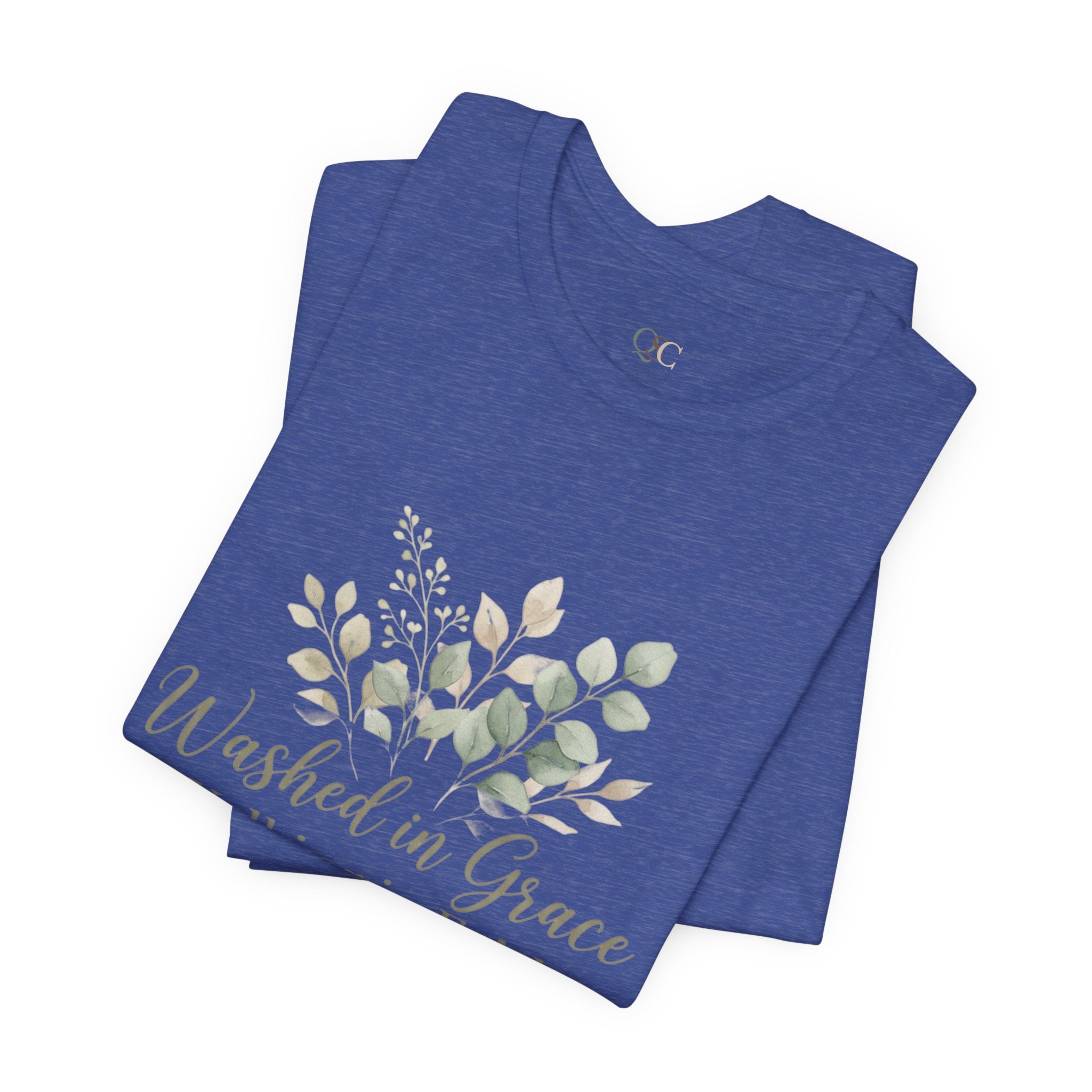 Washed in Grace Floral Tee – "Walking in Faith" Christian T-Shirt
